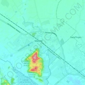 Mapa topográfico Madrid, altitud, relieve