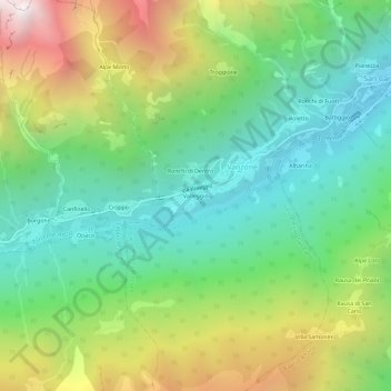 Mapa topográfico Valleggio, altitud, relieve