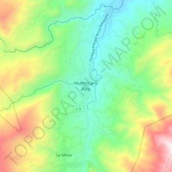 Mapa topográfico Humocaro Alto, altitud, relieve