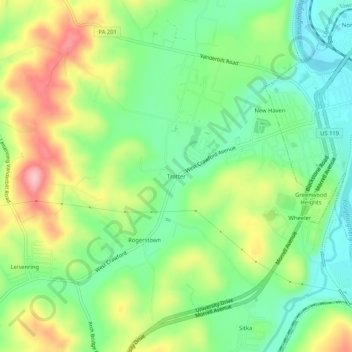 Mapa topográfico Trotter, altitud, relieve