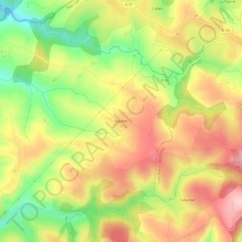 Mapa topográfico Paulhe, altitud, relieve