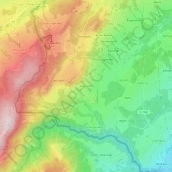 Mapa topográfico Unterstein, altitud, relieve