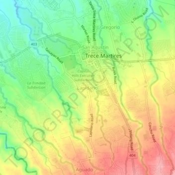 Mapa topográfico Lapidario, altitud, relieve