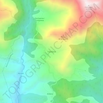 Mapa topográfico Castanesa, altitud, relieve