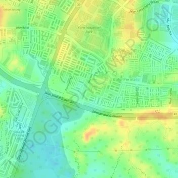 Mapa topográfico Duta Mas, altitud, relieve