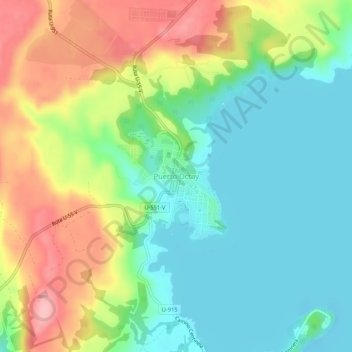 Mapa topográfico Puerto Octay, altitud, relieve