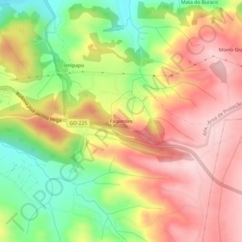 Mapa topográfico Fagundes, altitud, relieve