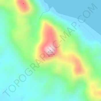 Mapa topográfico Mount Camagong, altitud, relieve