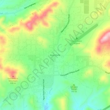 Mapa topográfico Agua Dulce, altitud, relieve
