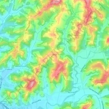 Mapa topográfico Renai, altitud, relieve