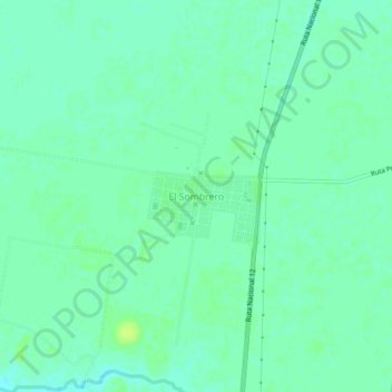 Mapa topográfico El Sombrero, altitud, relieve