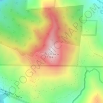 Mapa topográfico Pico Blanco, altitud, relieve