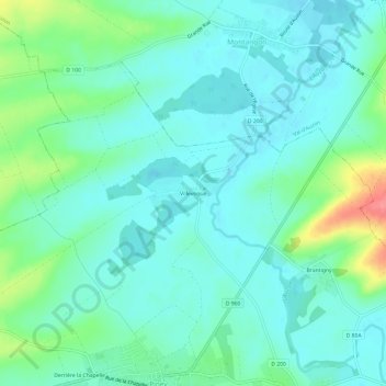 Mapa topográfico Villevoque, altitud, relieve