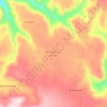 Mapa topográfico La Cumbre, altitud, relieve