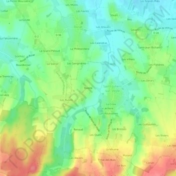 Mapa topográfico Rivoire, altitud, relieve