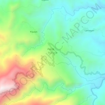 Mapa topográfico Malaya, altitud, relieve