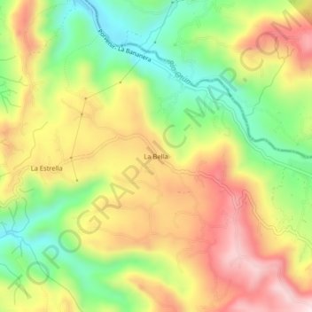 Mapa topográfico La Bella, altitud, relieve