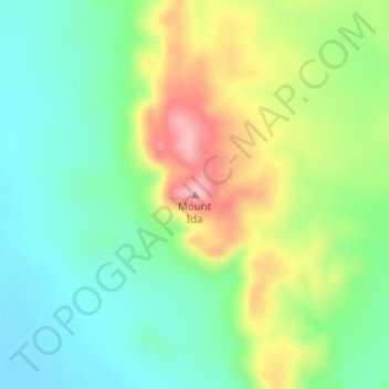 Mapa topográfico Mount Ida, altitud, relieve