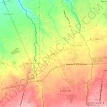 Mapa topográfico Litlit, altitud, relieve