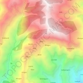 Mapa topográfico Hitoli, altitud, relieve