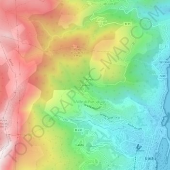 Mapa topográfico Cardete, altitud, relieve