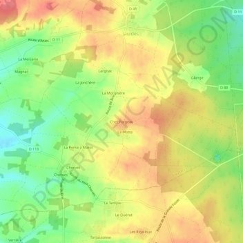 Mapa topográfico Chez Forgeau, altitud, relieve