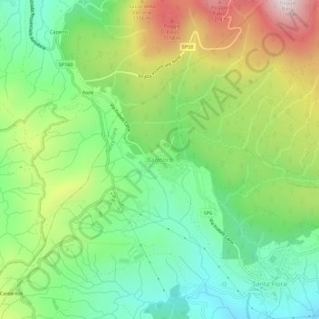 Mapa topográfico Bagnore, altitud, relieve