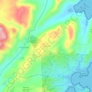 Mapa topográfico Suartone, altitud, relieve
