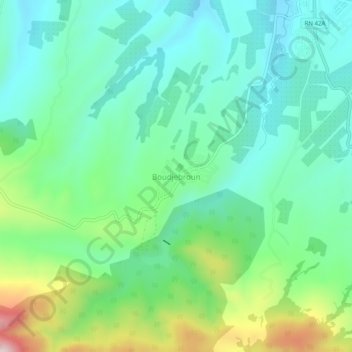 Mapa topográfico Boudjebroun, altitud, relieve