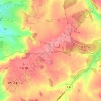 Mapa topográfico Monkwood, altitud, relieve