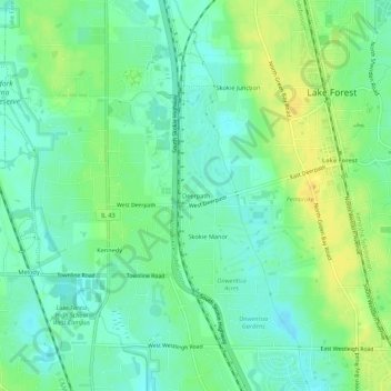 Mapa topográfico Deerpath, altitud, relieve