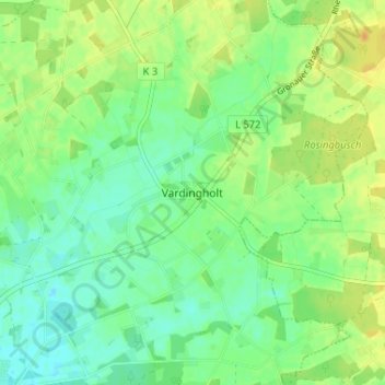 Mapa topográfico Vardingholt, altitud, relieve
