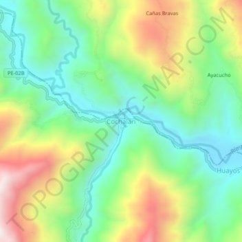 Mapa topográfico Cochalan, altitud, relieve