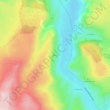 Mapa topográfico Aymas, altitud, relieve