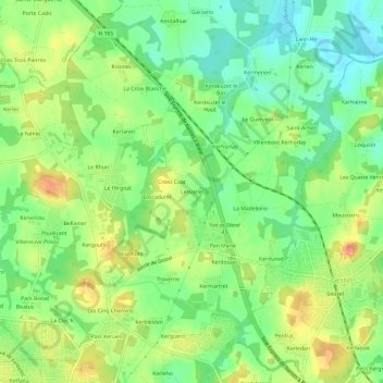 Mapa topográfico Lesvariel, altitud, relieve