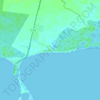 Mapa topográfico Guayabal, altitud, relieve