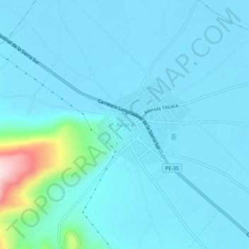 Mapa topográfico Acora, altitud, relieve