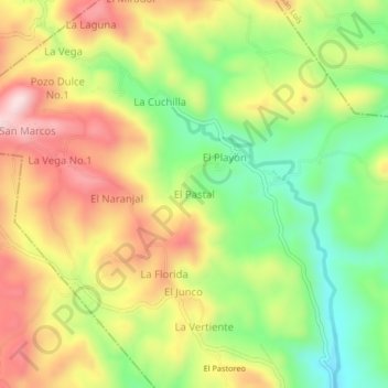 Mapa topográfico El Pastal, altitud, relieve