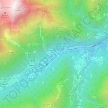 Mapa topográfico San Carlo, altitud, relieve