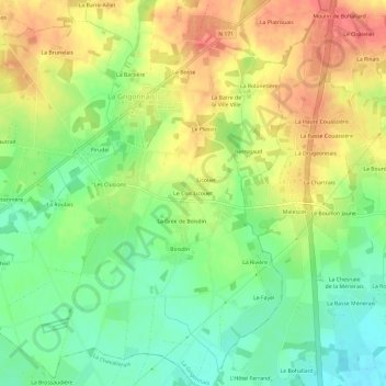 Mapa topográfico Le Clos Licouet, altitud, relieve