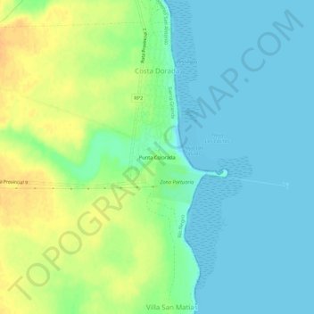 Mapa topográfico Punta Colorada, altitud, relieve
