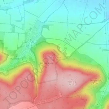 Mapa topográfico Wöbelsburg, altitud, relieve
