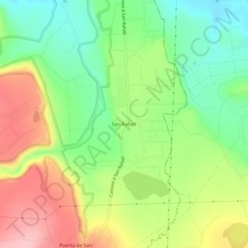 Mapa topográfico San Rafael, altitud, relieve