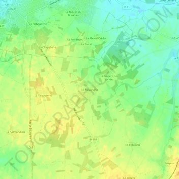 Mapa topográfico La Milsandrie, altitud, relieve