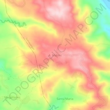 Mapa topográfico A. Mabini, altitud, relieve