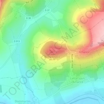 Mapa topográfico Le Petit Mont d'Amance, altitud, relieve