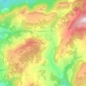 Mapa topográfico St.Jean, altitud, relieve