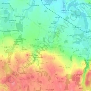 Mapa topográfico Le Gage, altitud, relieve