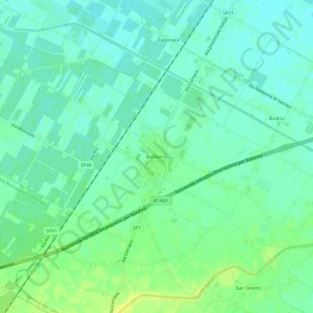 Mapa topográfico Barbiano, altitud, relieve
