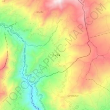 Mapa topográfico Tibirita, altitud, relieve
